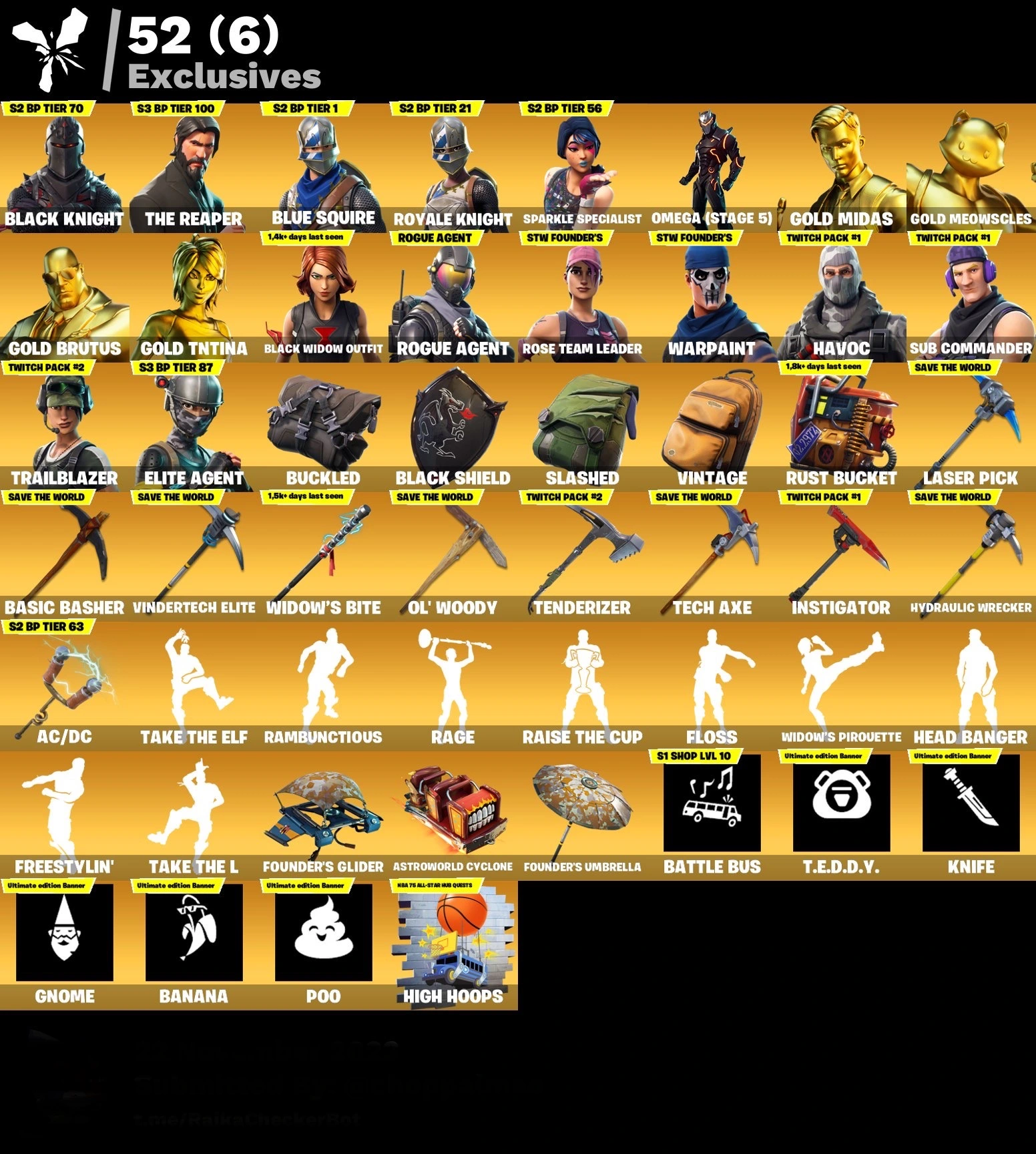 fortnite-account-black-knight-s3-battel-pass-widows-bite-head-banger-171-Skins Image