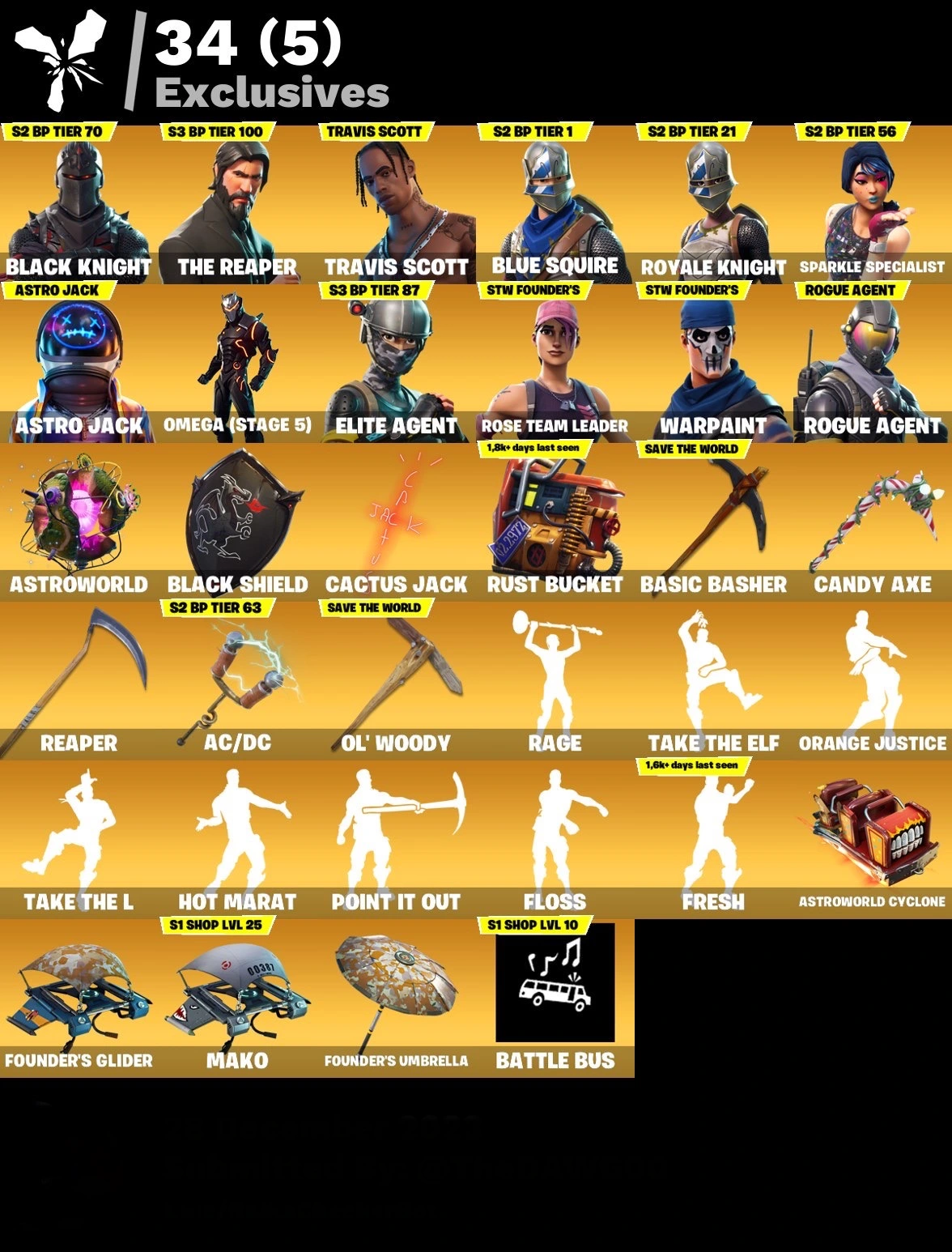 fortnite-account-black-knight-travis-scott-s3-battel-pass-battel-bus-banner-mako-144-skins Image