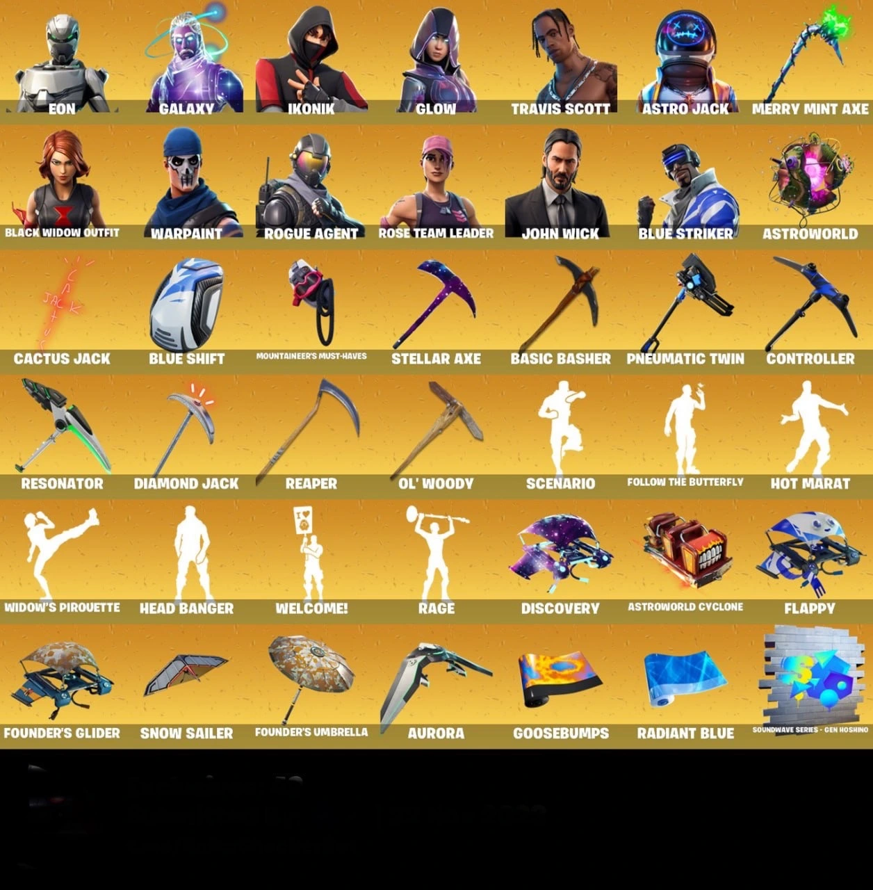 fortnite-account-ikonik-galaxy-travis-scott-glow-minty-130-skins Image