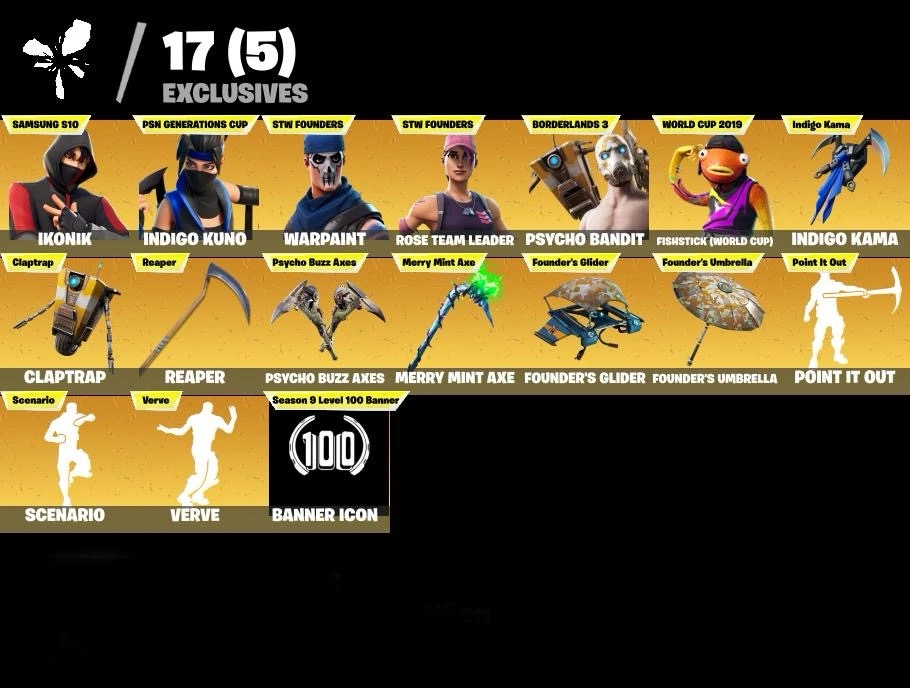 fortnite-account-indigo-kuno-ikonik-psychobandit-minty-spitzhacke-154-skins Image